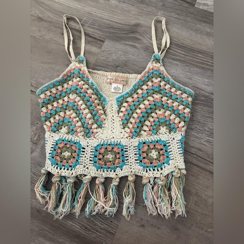 Doe & Rae Multicolor Crochet Fringe Camisole